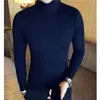 Märke Men Turtleneck Tröjor Och Pullovers Mode Strikkad Tröja Vinter Män Pullover Homme Ull Casual Solid Kläder 211006