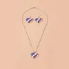 Oorbellen ketting mode strass Amerikaanse vlag kettingen voor vrouwen ster hartvorm vrouwen geschenken sieraden sets fabrieksuitlaat