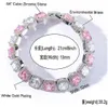 14 carats Blanc Rose Cluster Tennis Lien Chaîne Bracelet Réel Solide Glacé Hommes Femmes 10mm Zircon Cubique Pierres Bling Diamant Bracelets 7- 8 pouces