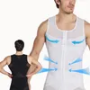 Erkek Göğüs Sıkıştırma Jinekomasti Yelek Zayıflama Gömlek Vücut Şekillendirici Tank Üst Ön Fermuar Korse Adam Shapewear Için