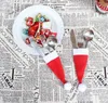 Mini Santa Claus Hats for Lollipop Christmas Party Holiday Lollypop Top Topper Wine Bottle Doll Decor Cap Tableware Cover red