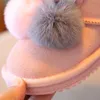 DIMI Winter Baby Girl Bottes Lapin Hair Ball Infant Toddler Coton Chaussures antidérapantes chaudes en peluche enfant bottes de neige pour fille 210312