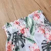 Sommer Kinder Sets Casual Strap Rosa Solide Bogen Tops Drucken Palm Blatt Lange Hosen Nette 2 stücke Mädchen Kleidung 1-5T 210629