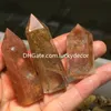 10st Real Tibet Himalayan High Altitude 6-sidigt singelterminerat guld Rutilated Crystal Point Tower Quartz Wand Obelisk 2-5cm slumpmässig storlek