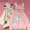 Joinyouth Hoodie Cartoon Print Hooded Rosa Coat Toppar Mode Fall Kläder Lös Japansk Söt Gullig Sweatshirt 210728