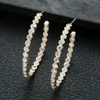 Hoop & Huggie Luxury Round Cubic Zircon Statement Big Earrings For Women Wedding DUBAI Bridal Circle E9499