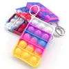 Push Bubble Siliconen Sleutelhanger Zintuiglijk Speelgoed Kinderen Hoofdrekenen Puzzel Speelgoed Tie Dye Vinger per Leuke Puzzel Stress Relief 19 Kleuren G53EQNP3890296