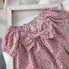 الصيف بأكمام قصيرة بلوزة الزهور bowknot الديكور ملابس الأطفال قميص فتاة الملابس 210528