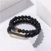 Moda coroa charme pulseira masculina pedra natural frisado pulseiras masculino pulseras masculina jóias