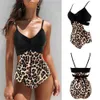 Swimsuit Women Push Up Suit Lace Beachwear Bikini Cut Out Swimwear Monokini Leopard 210712