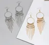 Idealway Bohemian Fashion Bronze Alloy Hoop Brown Beads Chains Tassels Feather Earrings For Women Jewelry Gift DHBAF Chandelier Uck1l