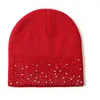 Bonnet Souchy en perles pour femmes, Bonnet chaud tricoté pour femmes, en laine douce pour filles, Bonnet et chapeaux d'extérieur, nouvelle collection hiver