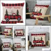 Bedding Suprimentos Têxteis Home Gardenchristmas Decorações Ers Buffalo Manta Throw Travesseiro Caso de Natal Árvore Vermelho Caminhão Almofada ER ZZE8942