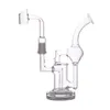 8-Zoll-Bubbler-Glasbongs-Rohr Doppelrecycler-Perkolator-Bong-Dab-Rig 14-mm-Joint-Rauchwasserpfeifen mit männlichen Ölbrennerrohren aus Glas
