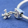 100% 925 sterling zilveren blauwe enamel paraplu kraal past Europese sieraden pandora stijl bedelarmbanden