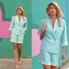 Sommer Kurze Frauen Anzüge Leinen Slim Fit Abend Party Prom Blazer Roter Teppich OL Outfit Smoking (Jacke + Hosen)