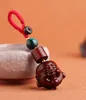 creative maitreya buddha key rings small gift Luxury pendant wood rosewood woven rope keychain