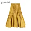 Yitimuceng Irregular Skirt Women Folds Vintage High Waist A-Line Solid Clothing Spring Summer French Fashion Skirts 210601