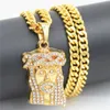 Pendant Necklaces Uodesign HIP Hop Iced Out Crystal JESUS Christ Piece Head Face Pendants Gold Chain For Men Jewelry5085495