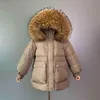 Winter Down Jacket Women 90% Vit Duck Coat Stor Naturlig Raccoon Fur Collar Hooded Tjock varm justerbar midja 211108