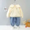 Autumn Girls Clothes Suit Fashion Style Cotton Materail Long Sleeve From 1 to 5 Years Old Baby Clothing Sets 211104