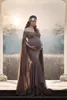 Fashion Maternity Dress for Photo Shoot Maxi Maternity Klänning Långärmade Chiffon Stitching Fancy Women Maternity Photography Props