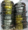 20 STUKS Mannen Diverse Schedel Patroon Leer Legering Brons Armbanden Polsbandjes Bangles Manchet Punk Cool Sieraden Party Groothandel Pols