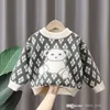 Baby Boys Cartoon Pullover 2021 Automne / Hiver Enfants Rhombus Colllar rond Pull à manches longues Enfants épaissis de saut décontracté S1698