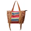 Lampart Fringe Messenger Bag w paski Patchwork Patchwork Tassel Crossbody Torby Kobiety Hippie Tassels torebka DD504