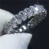 Valuable Eternity Band Promise ring 925 Sterling silver Bijou AAAAA cz Engagement Wedding Rings for women Men Party Jewelry Gift X0715