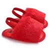 Baby Sandals Baby Fur Slippers Fashion Soft Leather Elastic Band Silicone Shoe Kids Top Quality Solid Summer Shaggy Shoes