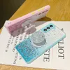 Glitter Clear Phone Cases voor Samsung S21 Plus S20 FE A32 A52 A72 A51 A71 Note 20 Gevouwen flexibele houder Zachte achterkant