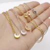 Collane con ciondolo Luna in acciaio inossidabile per donna Ragazza Minimalista Oro solido Cuore geometrico Collana con croce rotonda Regali