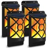 Outdoor Wall Lamps 4 PC Solar Flame Lights Waterproof Flickering Mounted Night