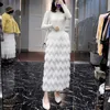Tigena Tassel Maxi Jupe Femmes Mode Coréenne Casual Fringe Taille Haute Droite Longue Jupe Femme Dames Noir Blanc 210310