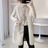 Winter Europese stijl faux bont lam pluche vest jassen vrouwen elegante o-hals losse grain fleece jas casual lange warme vest y0829