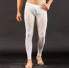 Herren Nachtwäsche Männchen dünne elastische thermische Unterwäsche Männer transparentes Netz sexy Long Johns Herren Kleidung Strumpfhosen Kompression Bein270Q