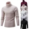 Suéter dos homens Homens de inverno de malha de alto rolo de alta tartaruga pescoço pulôver camisola jumper tops sólidos kitwear