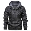 Hösthöst Vinter Motorcykel Läderjacka Windbreaker Hooded Pu Jackor Male Outwear Varma Baseball Jackor Plus Storlek 3xl 211111