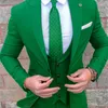 Nieuwe heren groen bruiloft prom pak slank fit heren zakelijke bruidegom pakken feest diner tuxedo 3 stuks suit jas vest broek t200303