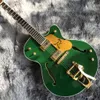 Niestandardowy Gret Model Jazz Electric Gitara Semi Hollow Ciało na zielono