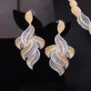 Collana Orecchini Set GODKI Luxury Feather Leaf Nigerian Choker Per le donne Wedding Cubic Zircon CZ Dubai Gold Bridal 2022