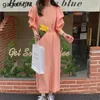 Mode coréenne Solide Femmes Robe Élégante O Cou À Lacets Slim Wais Party Pufff Manches Fendue Longue es Robes 210601