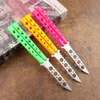 Fluorescent Tricolor Cool Sports Training Knife Halipine Blunt Bladeless Stainless Steel Handle 440C Blade Flick Swing Knife