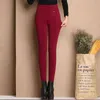 Svokor lady casual vinter leggings sammet varma höga midja byxor kvinnor snö slimming s ~ 2xl 211215