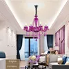 Europeiska restaurangkronor Purple Cafe Candle Light Nail Salon Creative Blue Crystal Lights Mini Crystals Chandelier för sovrum