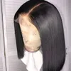 Прямой короткий боб 4x4 кружева парика бразильцы человеческих волос парики предварительно сорваны с детскими волосами для чернокожих женщин