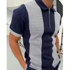 Polos para hombres Verano Negocios Ocio Hombres Camisa Cremallera Manga corta Tee Vintage Fitness Ejercicios Cuello muscular