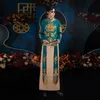 Ancient ethnic costumes male red cheongsam Chinese style groom dress jacket long gown traditional China Qipao for Mens
