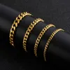 Rostfritt stål Guldarmband Mens kubansk länkkedja till handkedjor Armband Charm grossistgåvor för manliga tillbehör Q0605